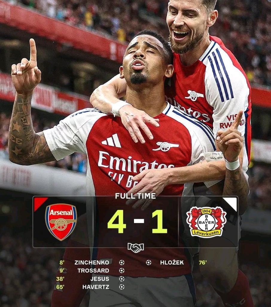 Arsenal vs Bayer Leverkusen: Arsenal Secures Dominant 4-1 Win
