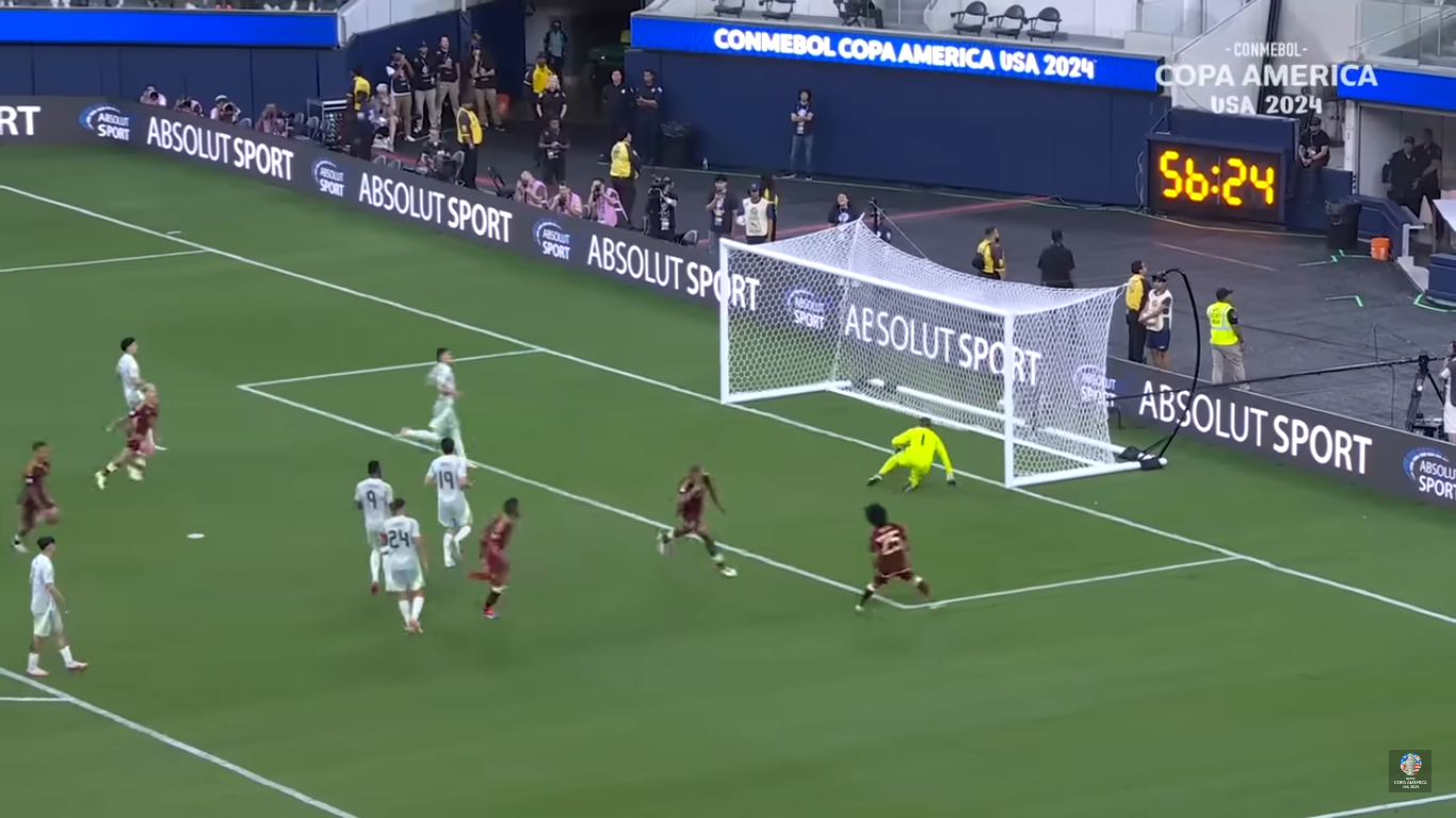 Mexico's goalkeeper, Guillermo Ochoa, giving Venezuela a 1-0 lead.